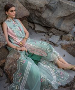 crimson luxury lawn 2024 | sarfaraz | sun kissed – sea foam