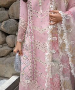 crimson luxury lawn 2024 | sarfaraz | a floral mesh – rose pink