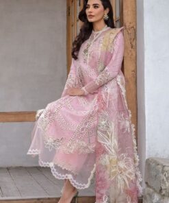 crimson luxury lawn 2024 | sarfaraz | a floral mesh – rose pink