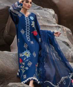 crimson luxury lawn 2024 | sarfaraz | into the wild – midnight blue