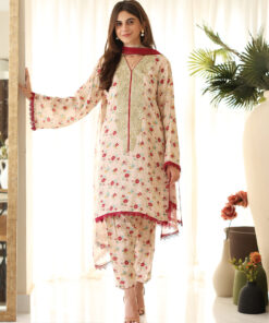 rangeen luxury printed raw silk suit | tropical shine