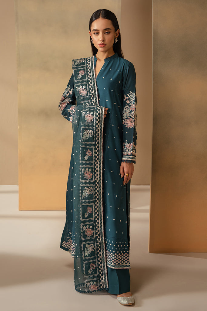 cross stitch 3 piece embroidered lawn suit | midnight bloom cross stitch 3 piece embroidered lawn suit | midnight bloom