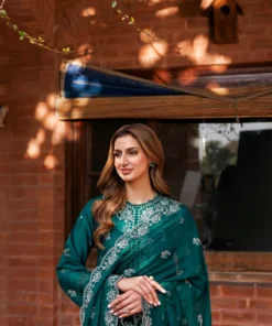 kaavish festive lawn by farasha | teal garland