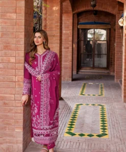 kaavish festive lawn by farasha | rosy somber