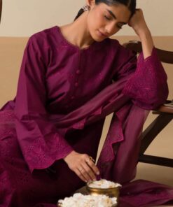 chikankari lawn by cross stitch 2024 | vol 2 | plum parfait