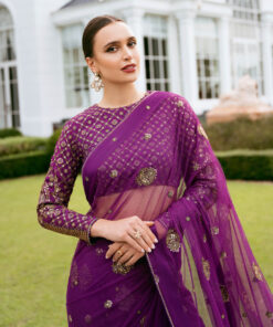 sapphire festive unstitched collection | 3sfelx24v644 purple saree