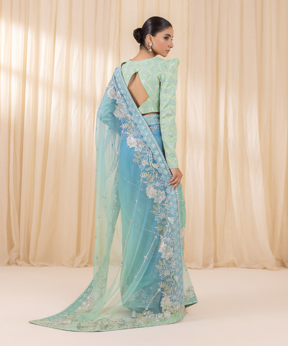 sky blue and mint ombre saree | 3sfelx24v651 sky blue and mint ombre saree | 3sfelx24v651