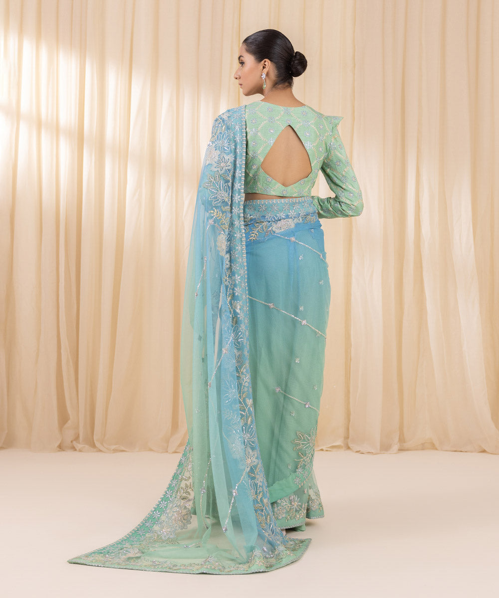 sky blue and mint ombre saree | 3sfelx24v651 sky blue and mint ombre saree | 3sfelx24v651