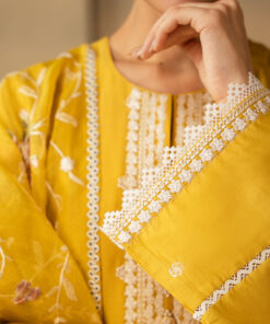 cross stitch 3 piece embroidered lawn suit | ceylon yellow