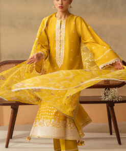 cross stitch 3 piece embroidered lawn suit | ceylon yellow