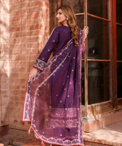kaavish festive lawn by farasha | shadow berry
