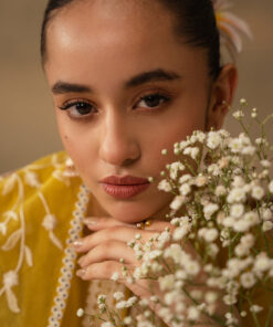 cross stitch 3 piece embroidered lawn suit | ceylon yellow