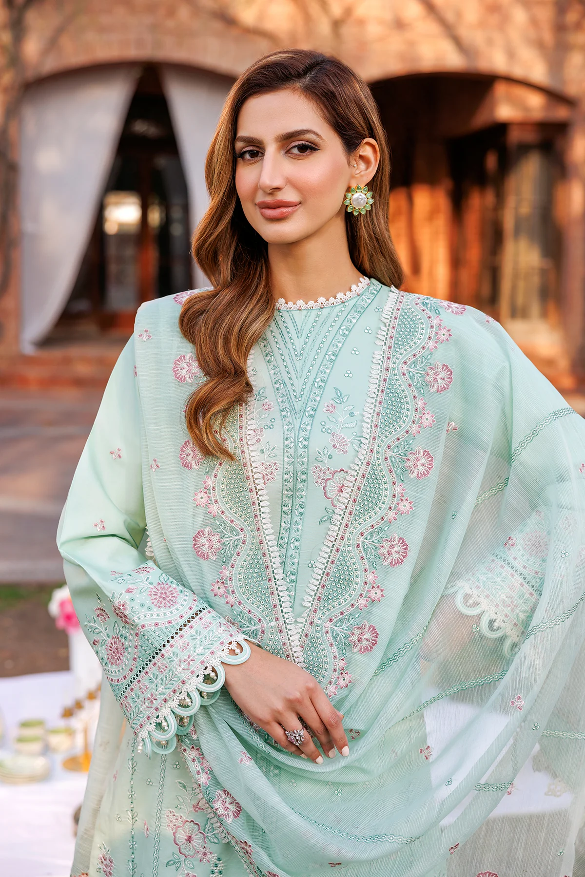 kaavish festive lawn by farasha | whisper mint kaavish festive lawn by farasha | whisper mint