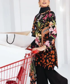 maria b m basics printed slub khaddar || mb cus25 1101b