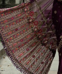 maria b soiree unstitched embroidered chiffon saree wf 09 01 purple