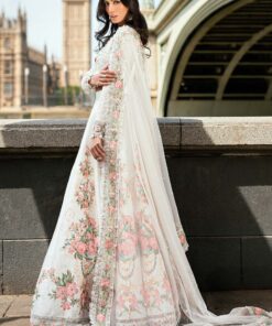 maria b soiree unstitched embroidered raw silk suit wf 09 02 white