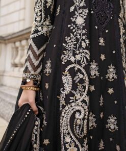 maria b soiree unstitched embroidered raw silk suit wf 09 03 black