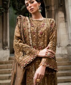 maria b soiree unstitched embroidered raw silk suit wf 09 04 tambaku brown maria b soiree unstitched embroidered raw silk suit wf 09 04 tambaku brown
