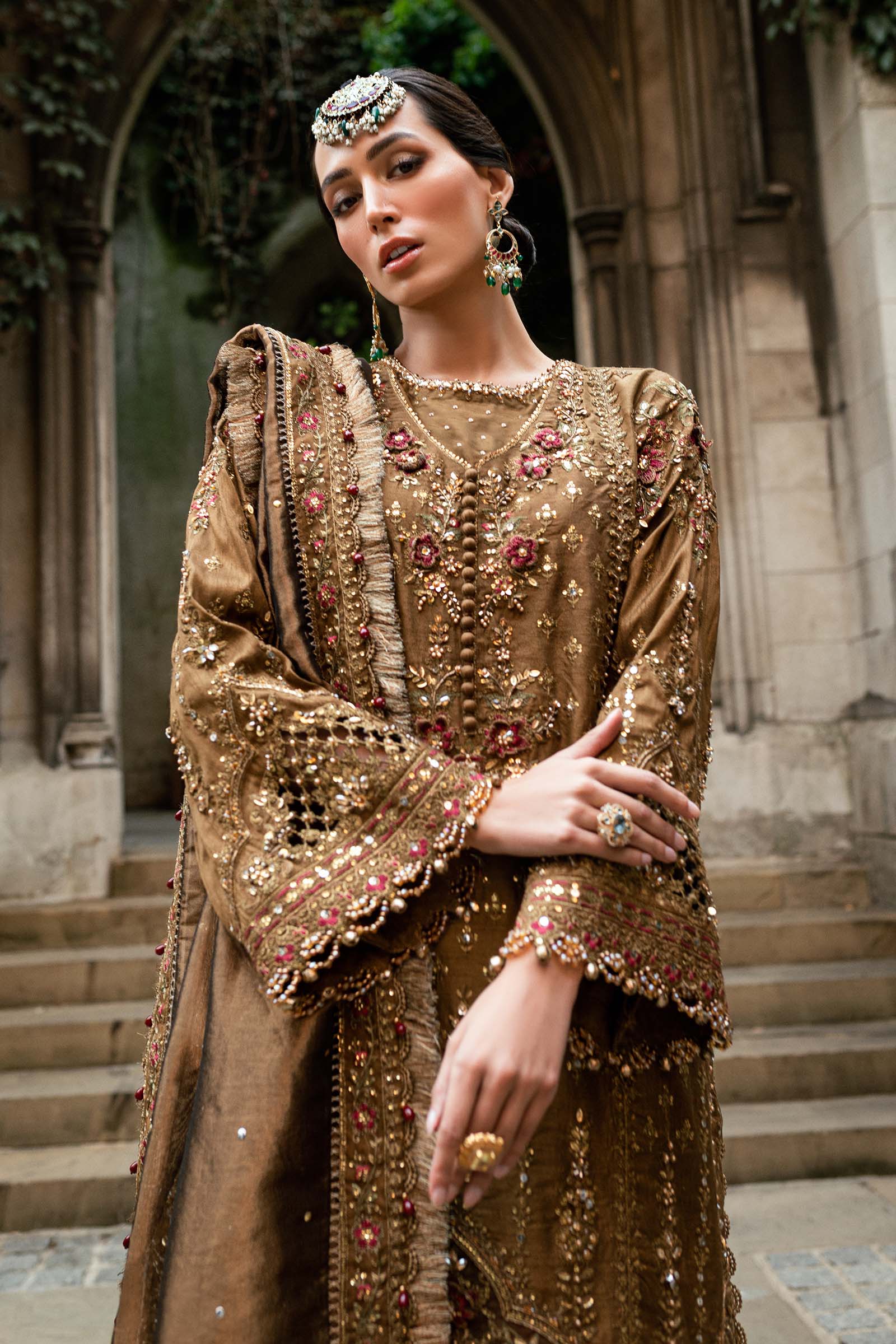 maria b soiree unstitched embroidered raw silk suit wf 09 04 tambaku brown maria b soiree unstitched embroidered raw silk suit wf 09 04 tambaku brown