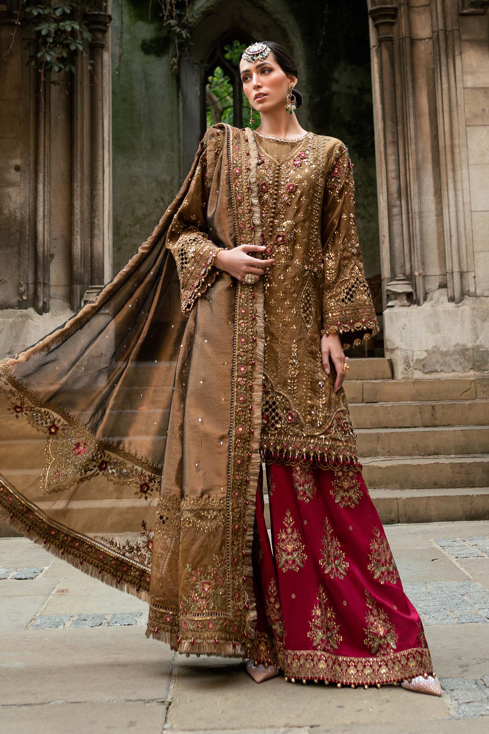 maria b soiree unstitched embroidered raw silk suit wf 09 04 tambaku brown maria b soiree unstitched embroidered raw silk suit wf 09 04 tambaku brown