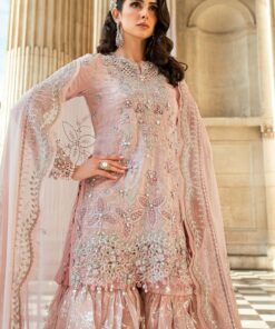 maria b soiree unstitched embroidered raw silk suit wf 09 05 nude pink