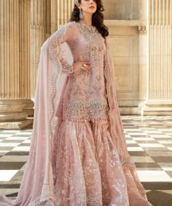 maria b soiree unstitched embroidered raw silk suit wf 09 05 nude pink