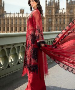 maria b soiree unstitched embroidered organza suit wf 09 06 red