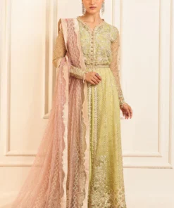 hemline aura debut wedding unstitched by mushq | wasabi