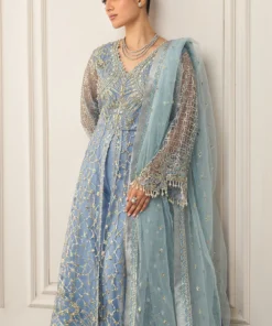 hemline aura debut wedding unstitched by mushq | periwinkle