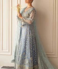 hemline aura debut wedding unstitched by mushq | periwinkle
