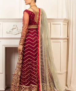 hemline aura debut wedding unstitched by mushq | scarlet