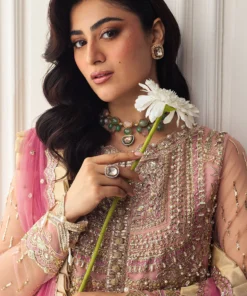 hemline aura debut wedding unstitched by mushq | amaranth