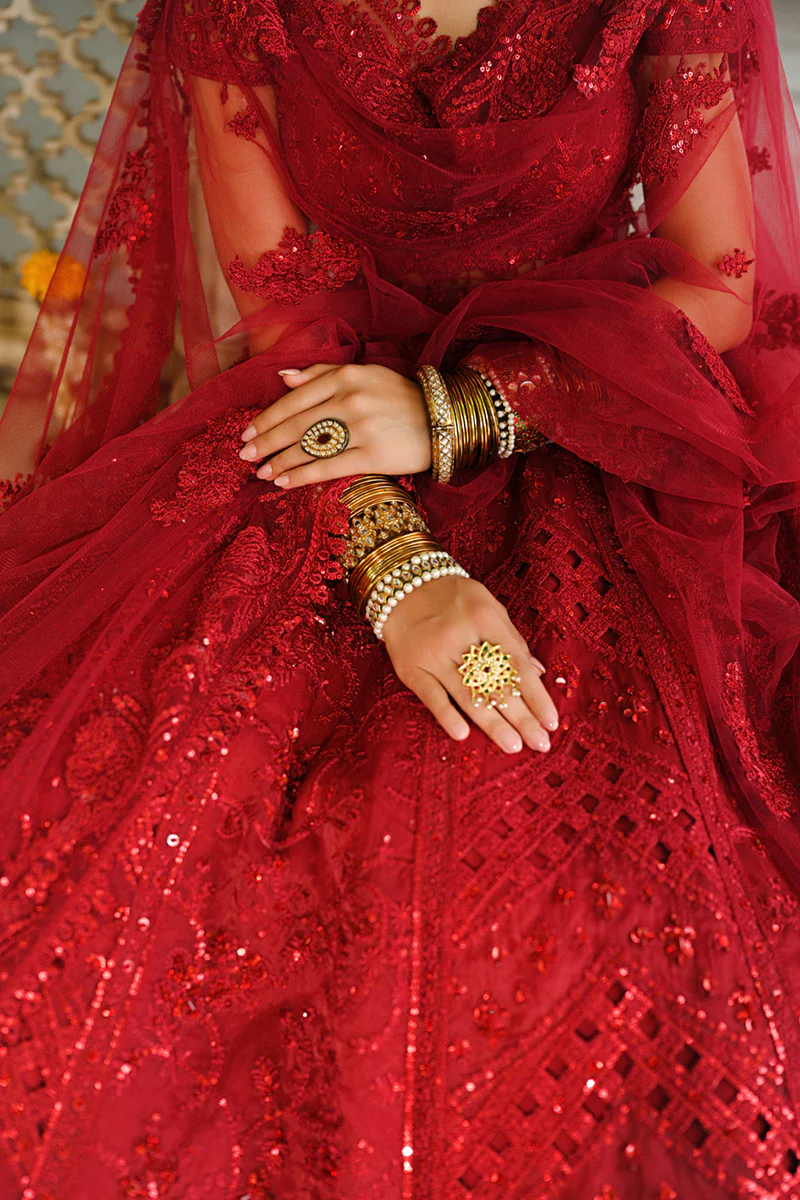 qalamkar wedding formals | bridal collection | rf 01 | red lehenga (gz 446) qalamkar wedding formals | bridal collection | rf 01 | red lehenga (gz 446)