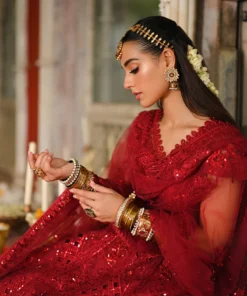 qalamkar wedding formals | bridal collection | rf 01 | red lehenga (gz 446) qalamkar wedding formals | bridal collection | rf 01 | red lehenga (gz 446)