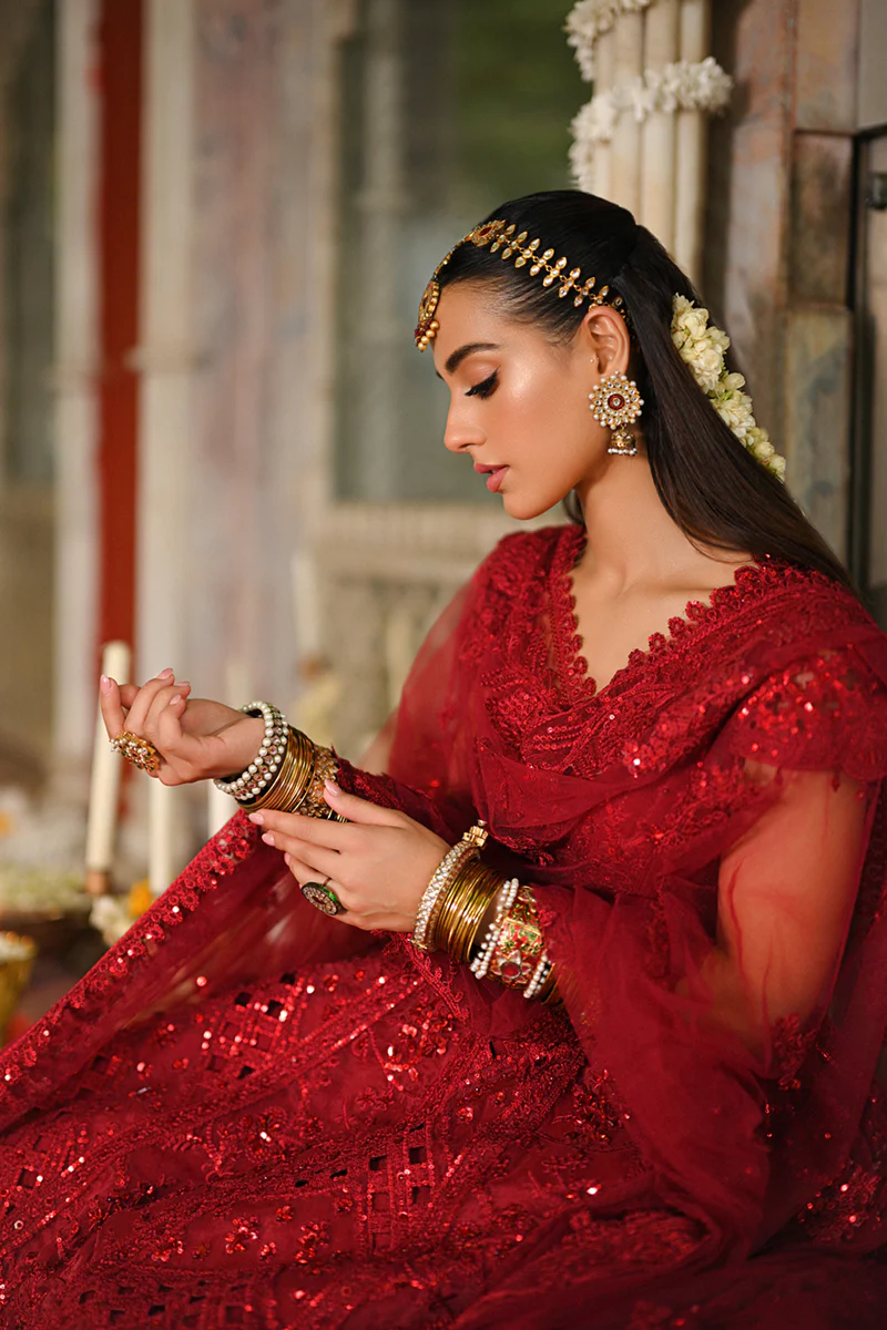 qalamkar wedding formals | bridal collection | rf 01 | red lehenga (gz 446) qalamkar wedding formals | bridal collection | rf 01 | red lehenga (gz 446)