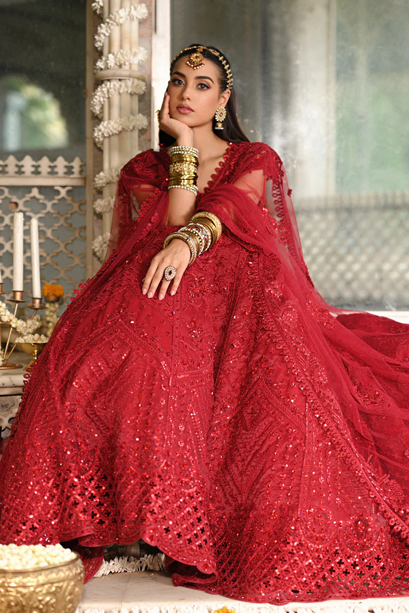qalamkar wedding formals | bridal collection | rf 01 | red lehenga (gz 446) qalamkar wedding formals | bridal collection | rf 01 | red lehenga (gz 446)
