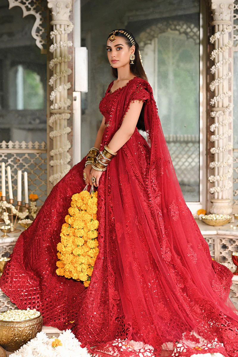 qalamkar wedding formals | bridal collection | rf 01 | red lehenga (gz 446) qalamkar wedding formals | bridal collection | rf 01 | red lehenga (gz 446)
