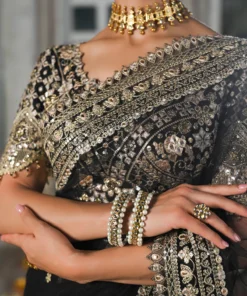 qalamkar wedding formals | bridal collection | rf 08 | black saree qalamkar wedding formals | bridal collection | rf 08 | black saree