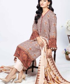 3 piece printed linen unstitched suit with printed linen dupatta wns 32229 b (gz 145)
